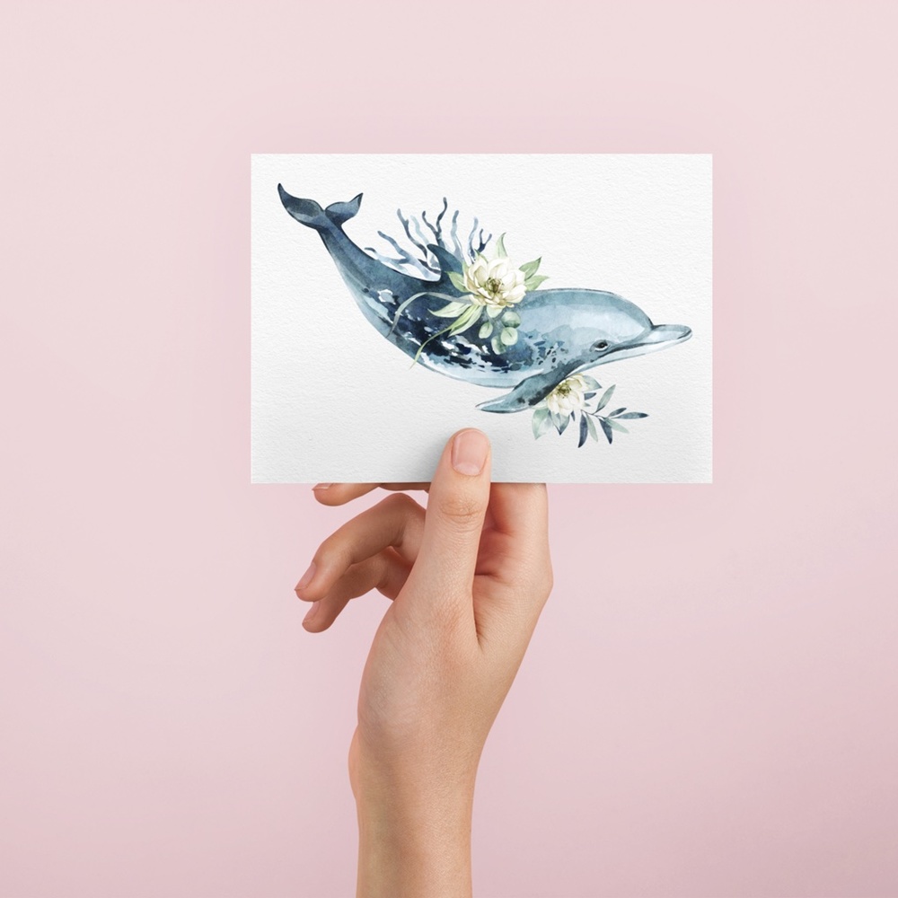 Wall Art Watercolor Dolphin Print Poster Unframed - Picture 7 of 16